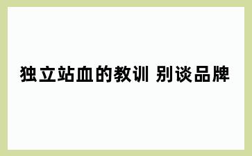 独立站血的教训 别谈品牌